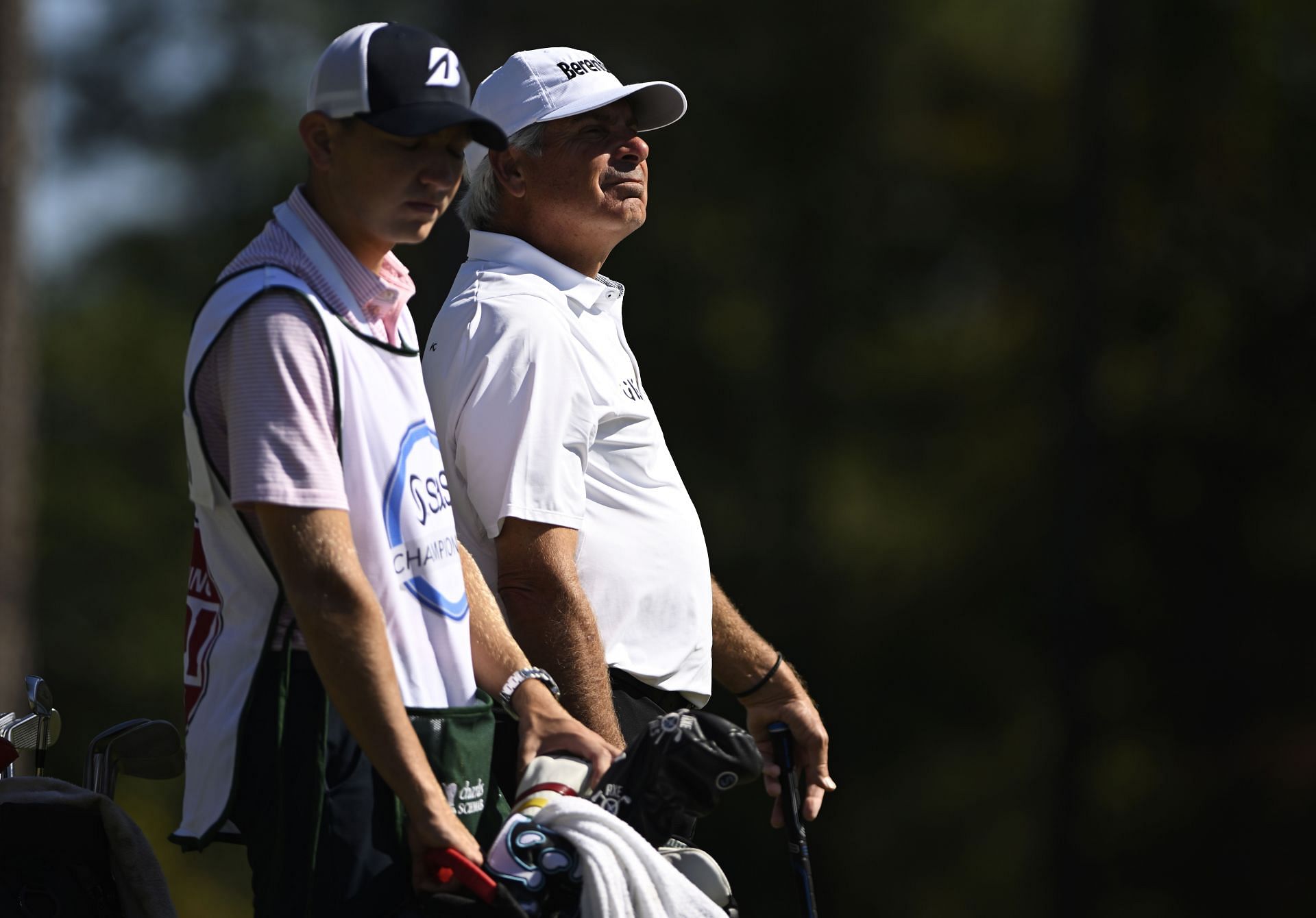 Who was Fred Couples' caddie this week at SAS Championship?