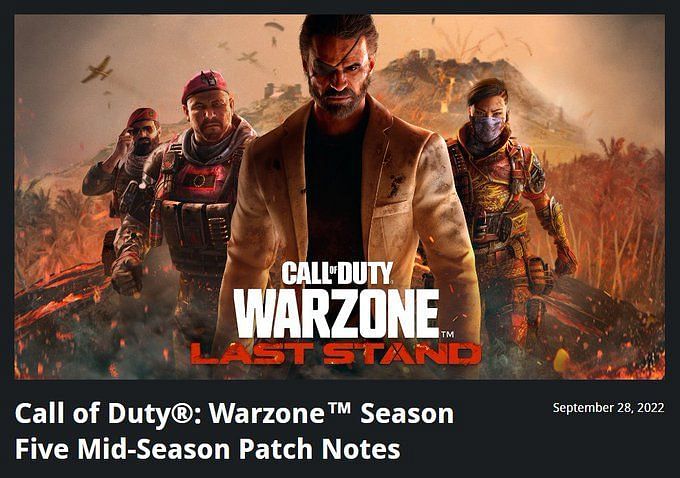 Call Of Duty Warzone Season 5 Reloaded Last Stand Patch Notes