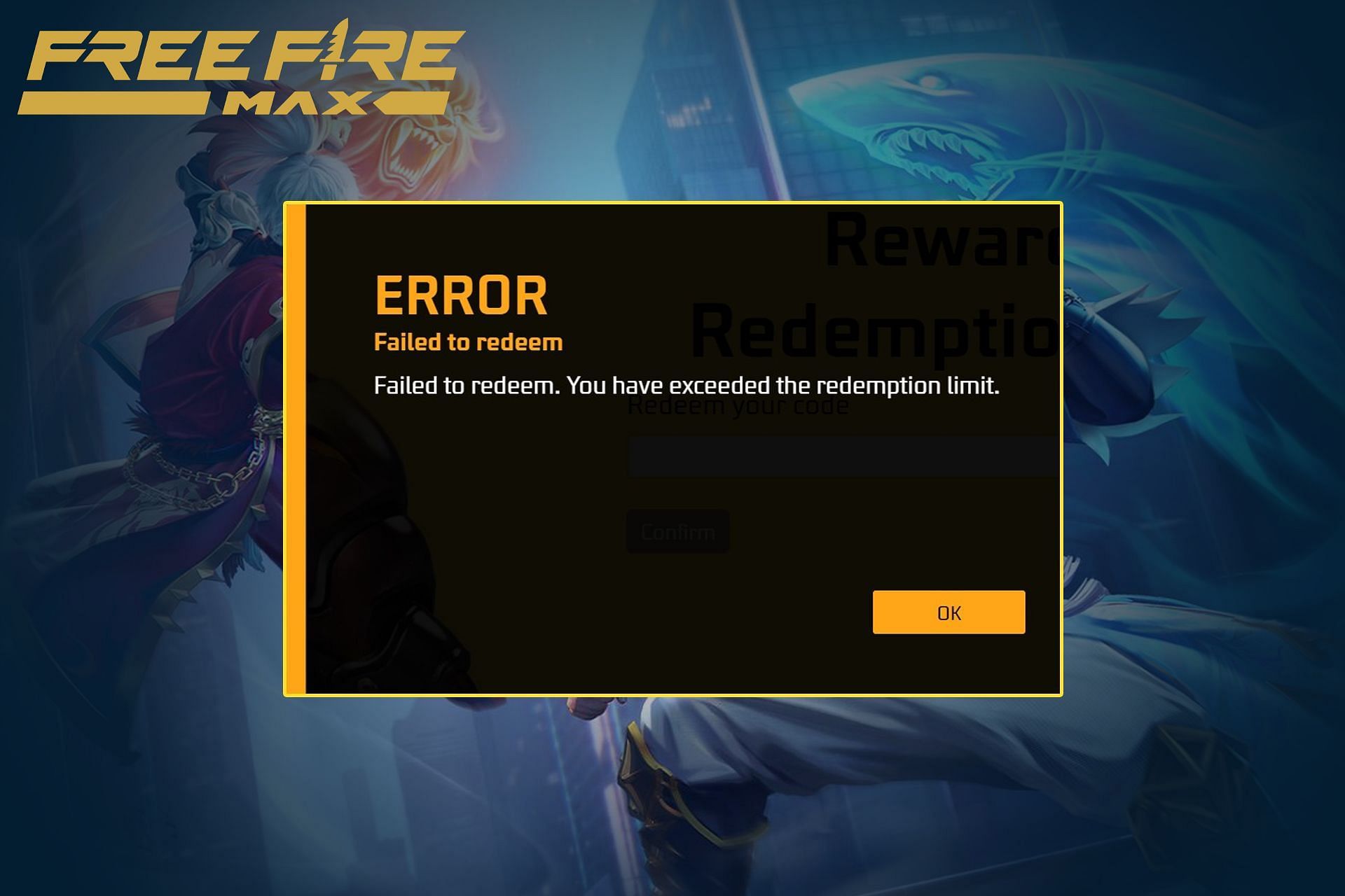 Everything about the new &quot;you have exceeded the redemption limit&quot; error in Free Fire MAX (Image via Sportskeeda)