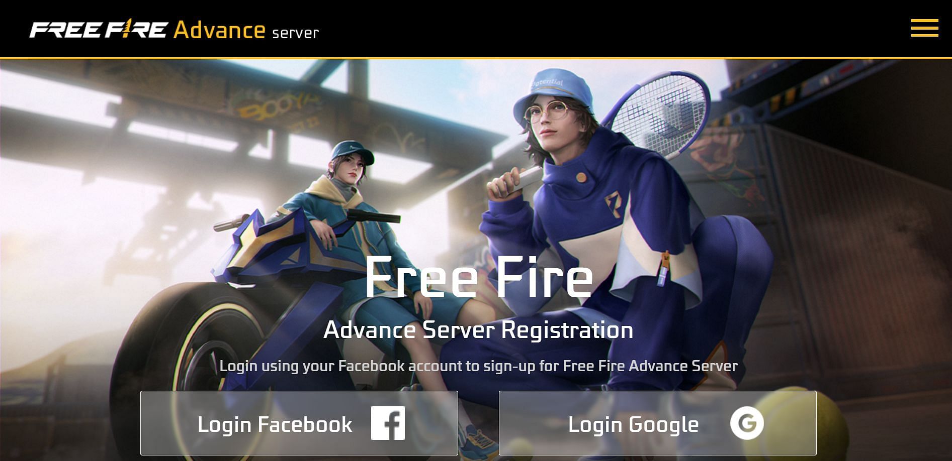 Sign in using Facebook or Google only (Image via Garena)