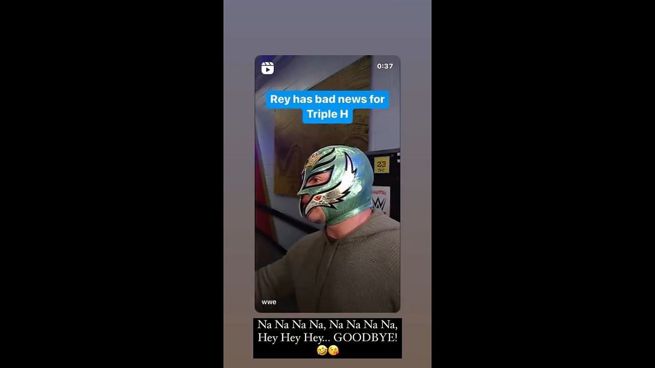 A screengrab of Rhea&#039;s message to Mysterio