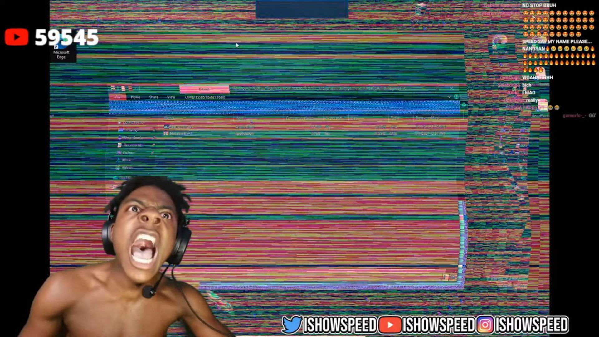 IShowSpeed&rsquo;s PC gets hacked live on stream (Image via Speedy Boykins/YouTube)