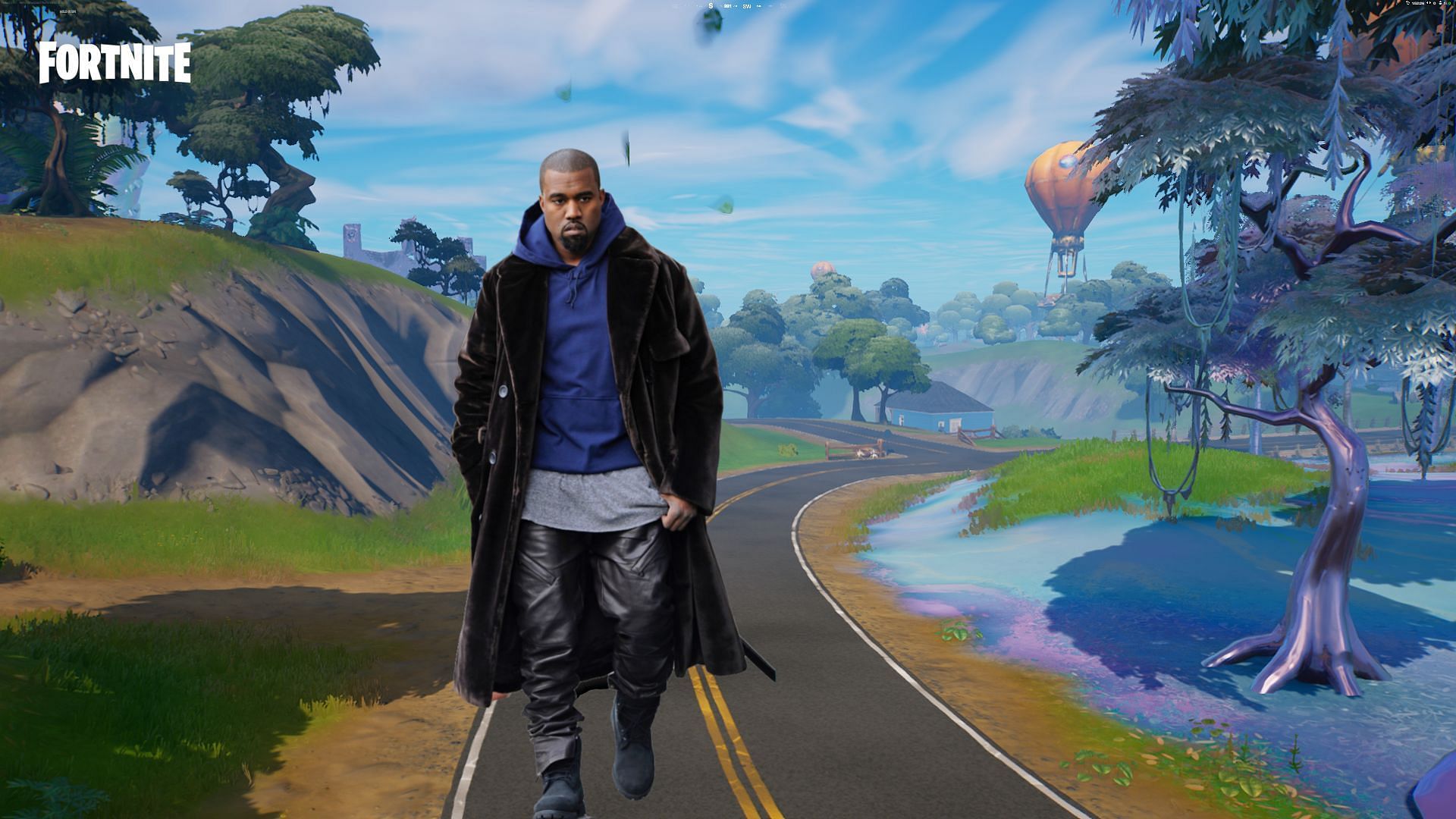 Is Kanye West banned from Fortnite? Not officially (Image via Epic Games and PNG Mart)
