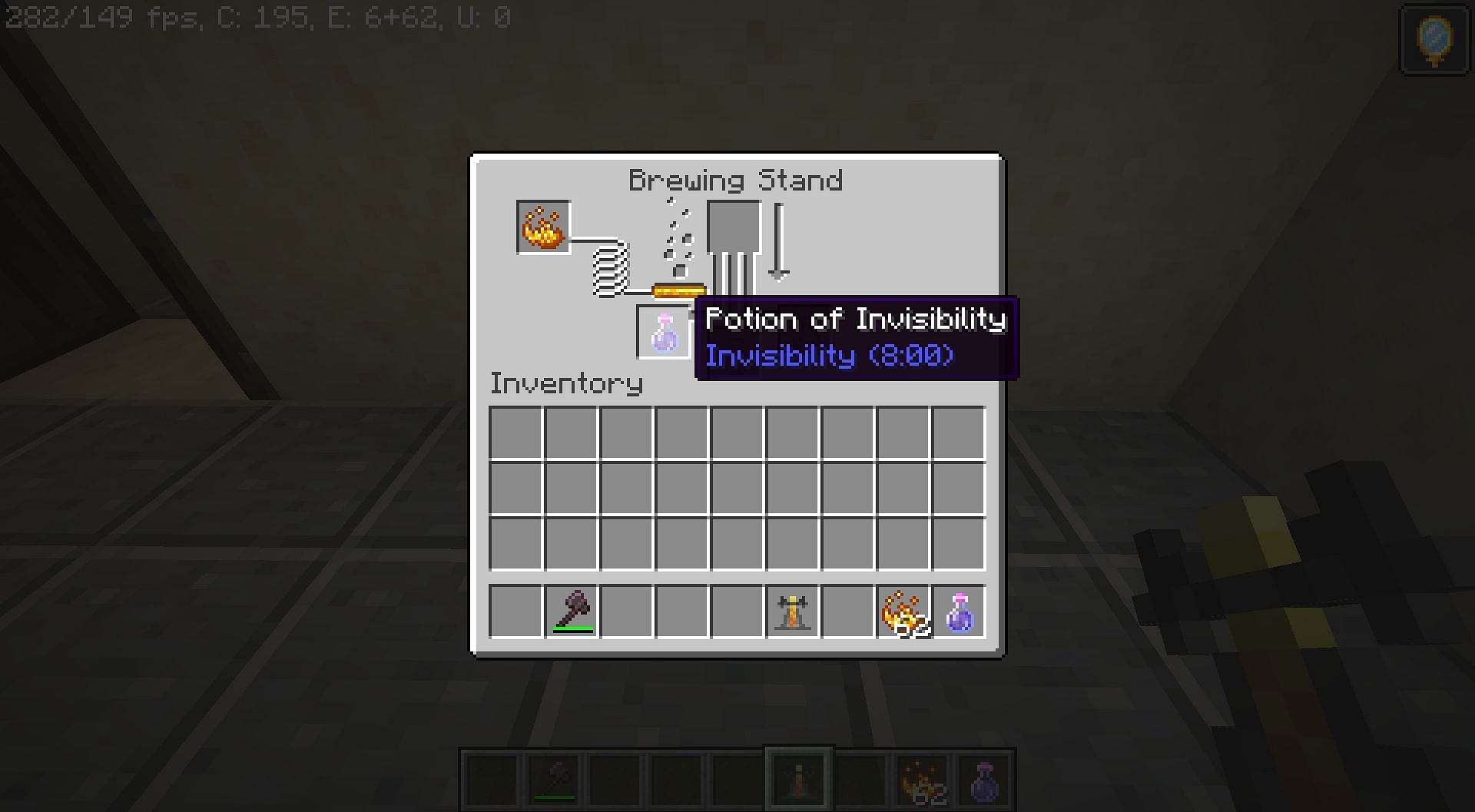 Potion of invisibility can be brewed by combining a night vision potion and fermented spider eye in Minecraft (Image via Mojang)