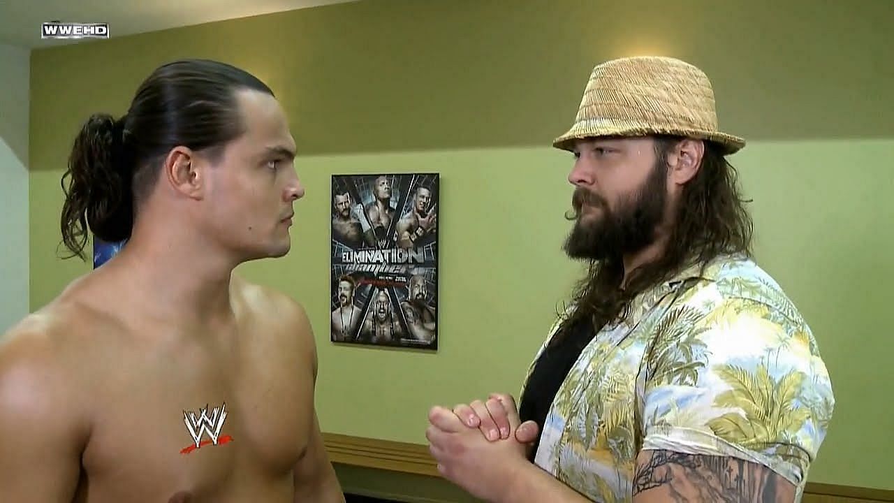 Bray Wyatt and Bo Dallas during a backstage segment on WWE RAW