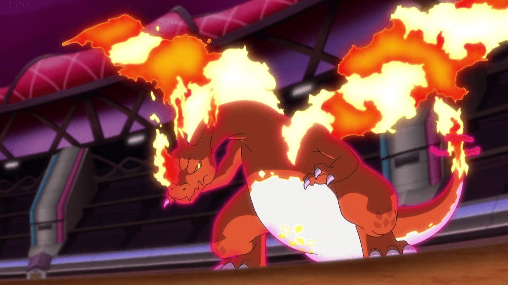 Leon&#039;s Charizard assumes its Gigantamax form (Image via The Pokemon Company)