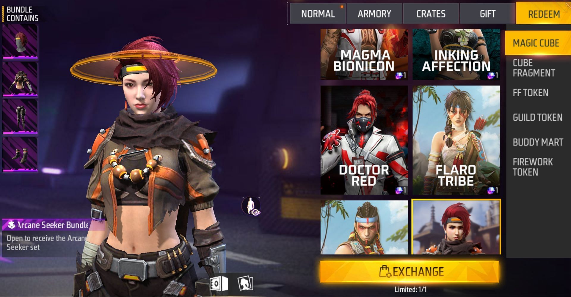 A whole lot of outfits can be exchanged for Magic Cube (Image via Garena)