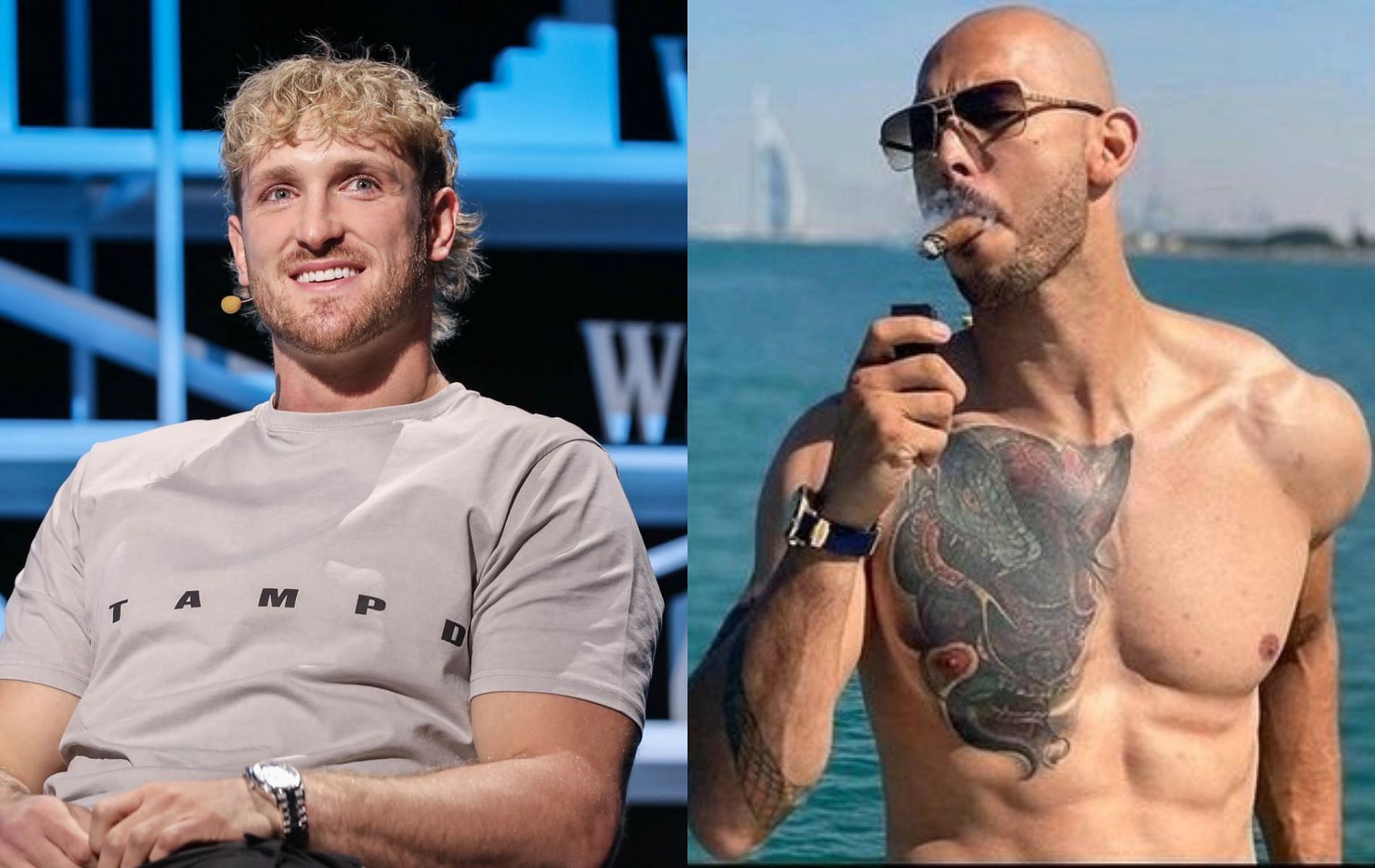 Logan Paul (left) and Andrew Tate (right)