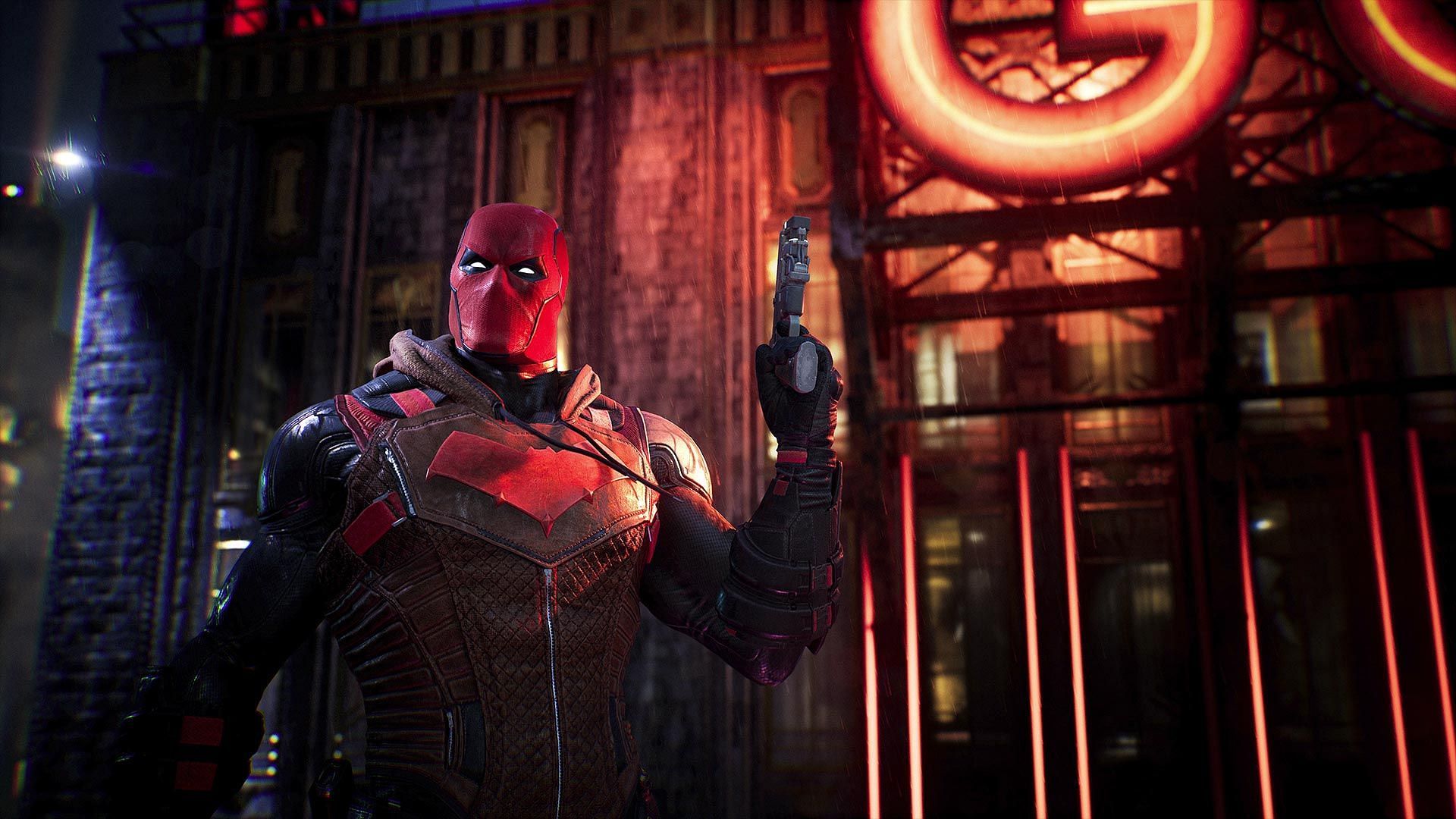 Red Hood is a formidable force in Gotham Knights, thanks to his dual pistols and ultimate momentum ability (Image via WB Games Montreal)