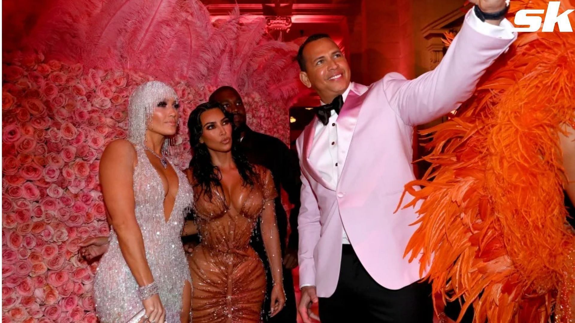 Alex Rodriguez and Jennifer Lopez with Kim Kardashian and Kanye West.