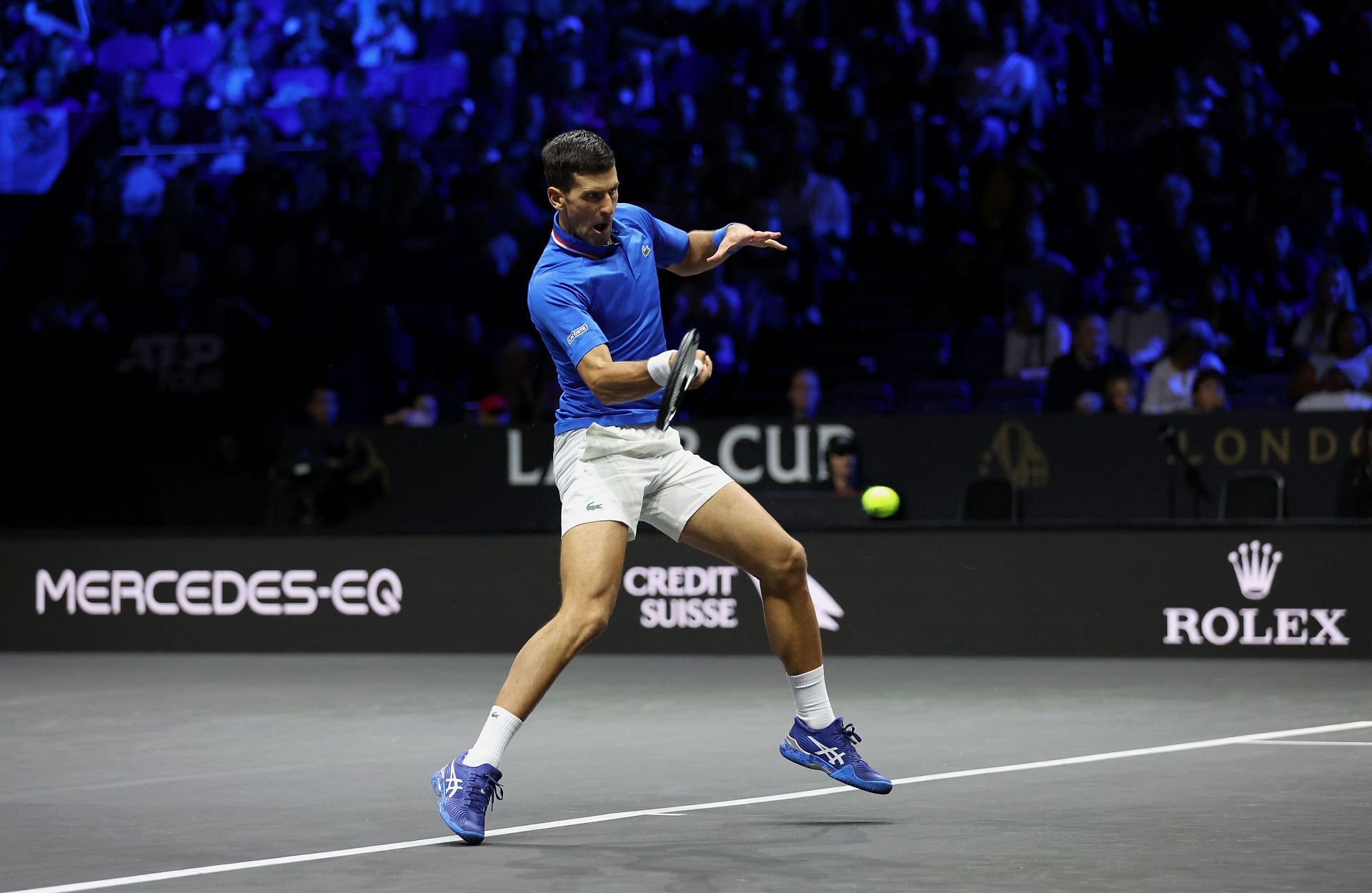 Novak Djokovic in action at the 2022 Laver Cup