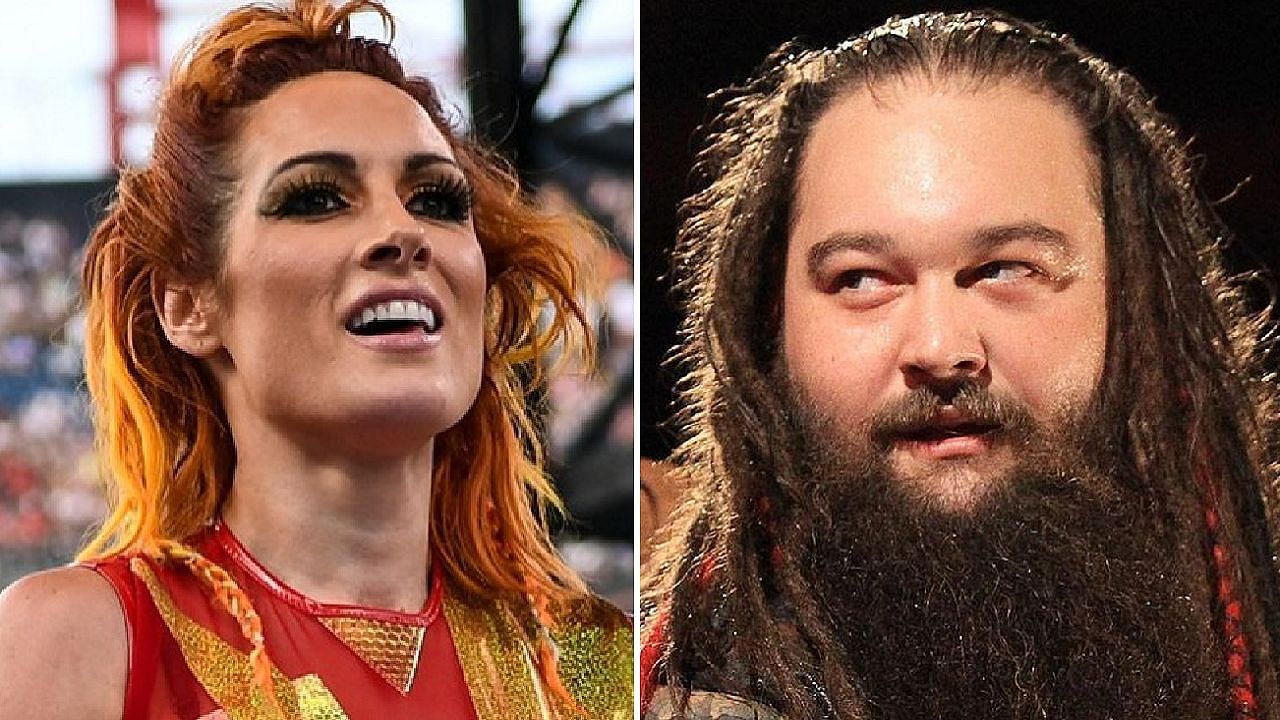 Becky Lynch gets emotional while holding up her Bray Wyatt armband ❤️
