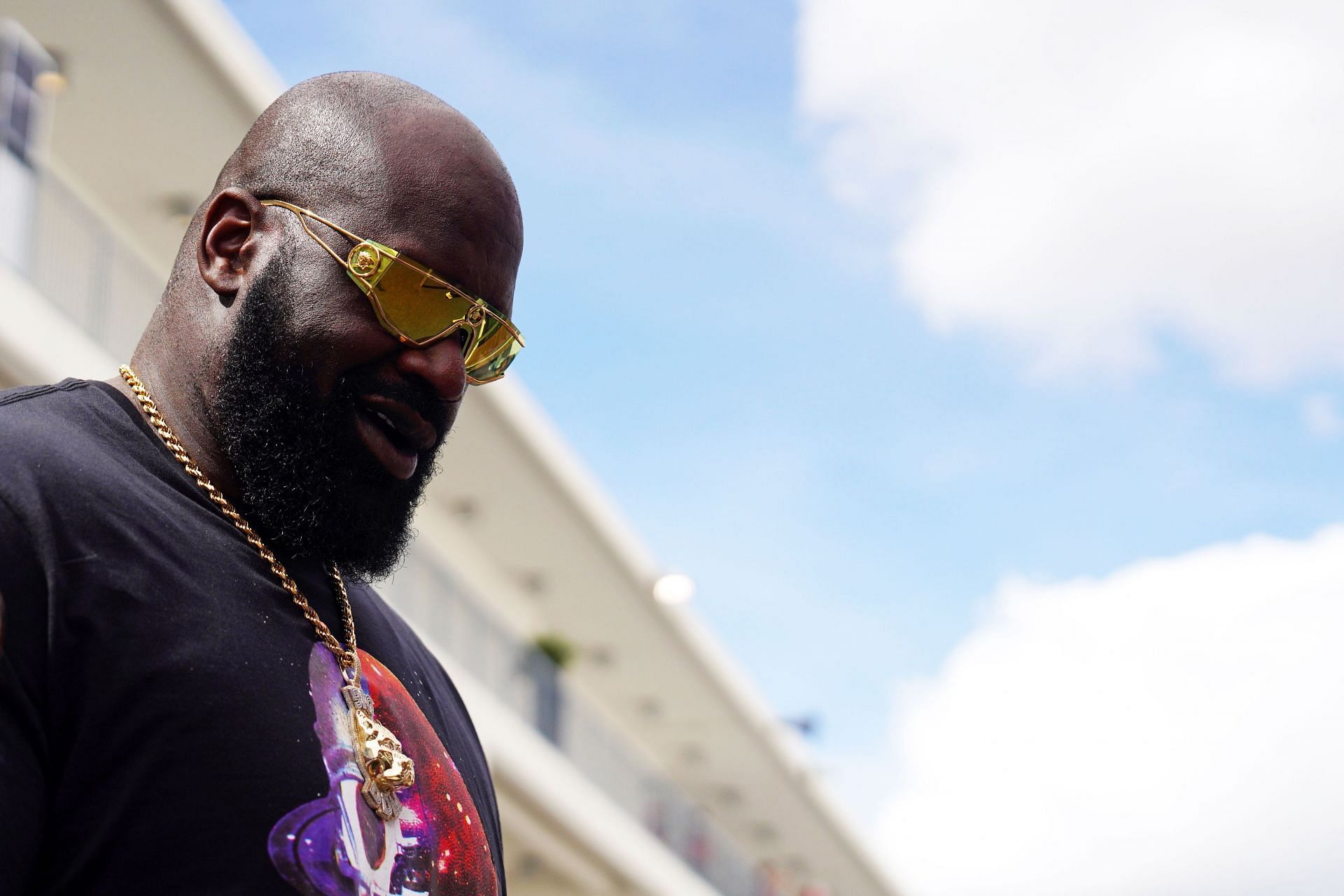 Shaquille O&#039;Neal at a Formula 1 event.