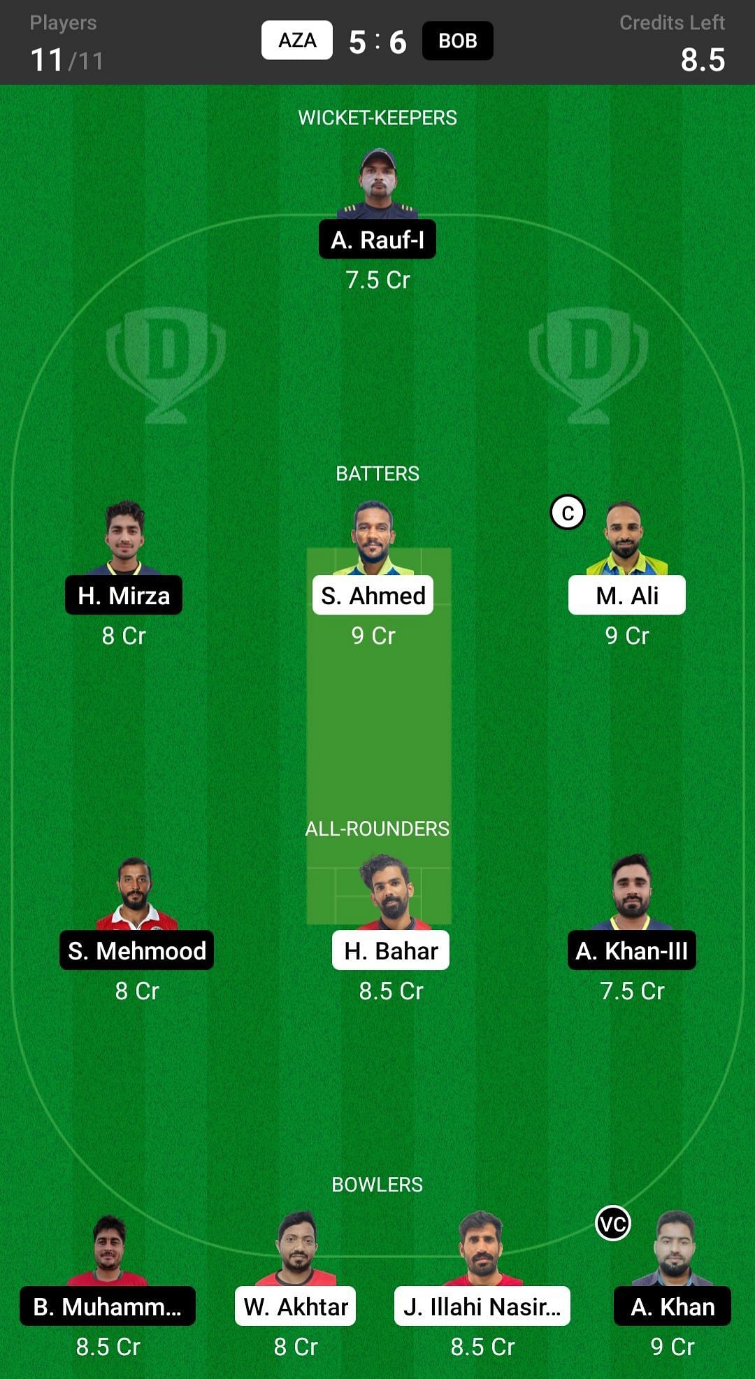 Bousher Busters vs Azaiba XI Fantasy suggestion #2