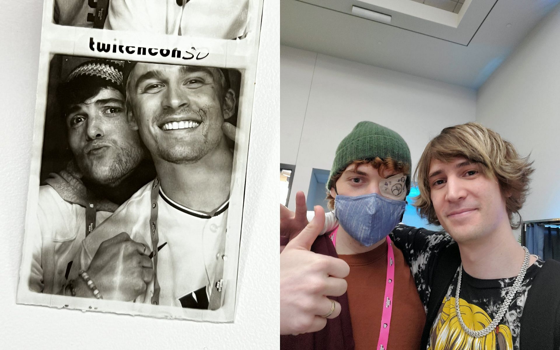 Popular streaming personalities finally got to meet Minecraft star Dream at TwitchCon 2022 San Diego (Images via Ludwig and xQc/Twitter)