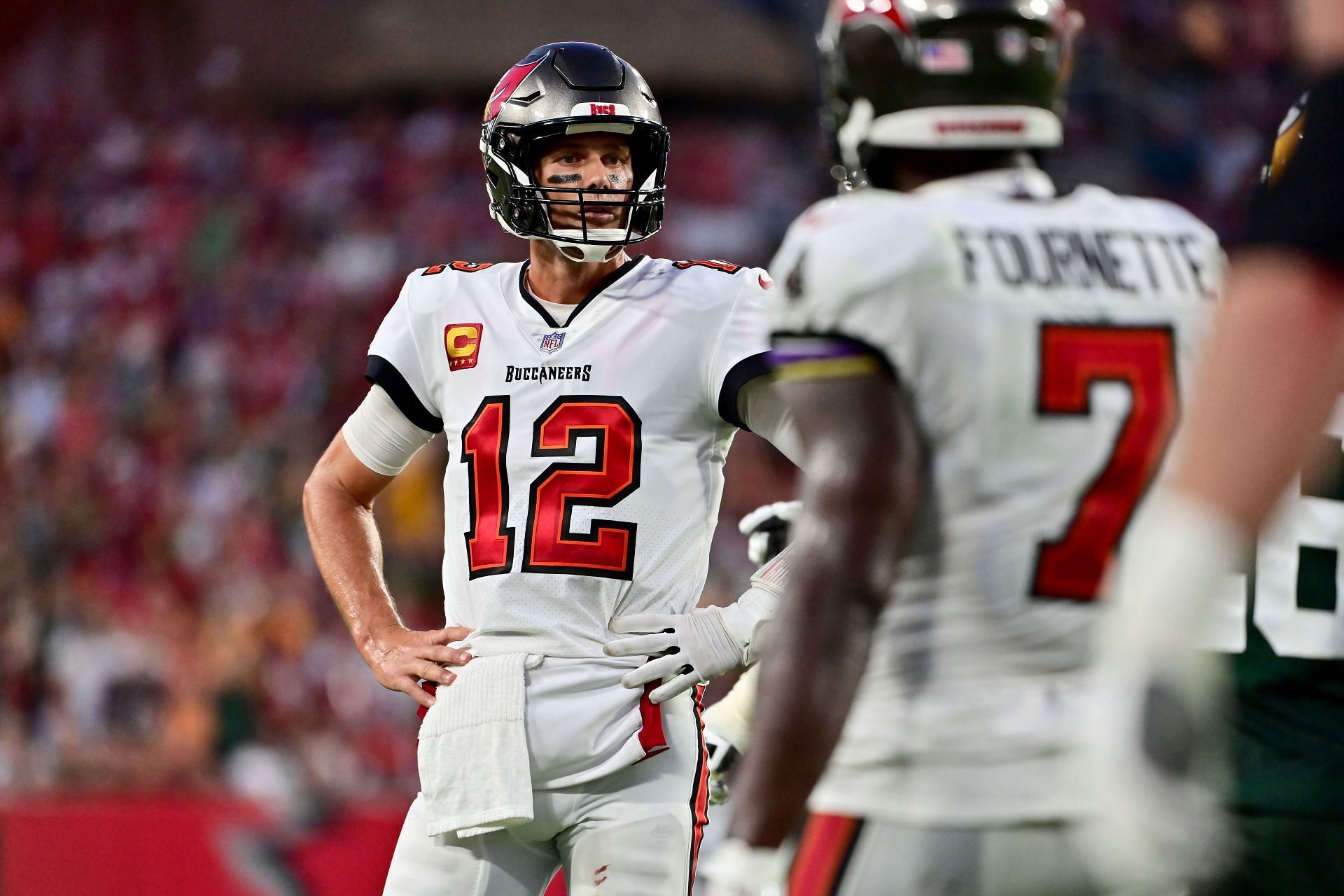 Tom Brady in Green Bay Packers v Tampa Bay Buccaneers game