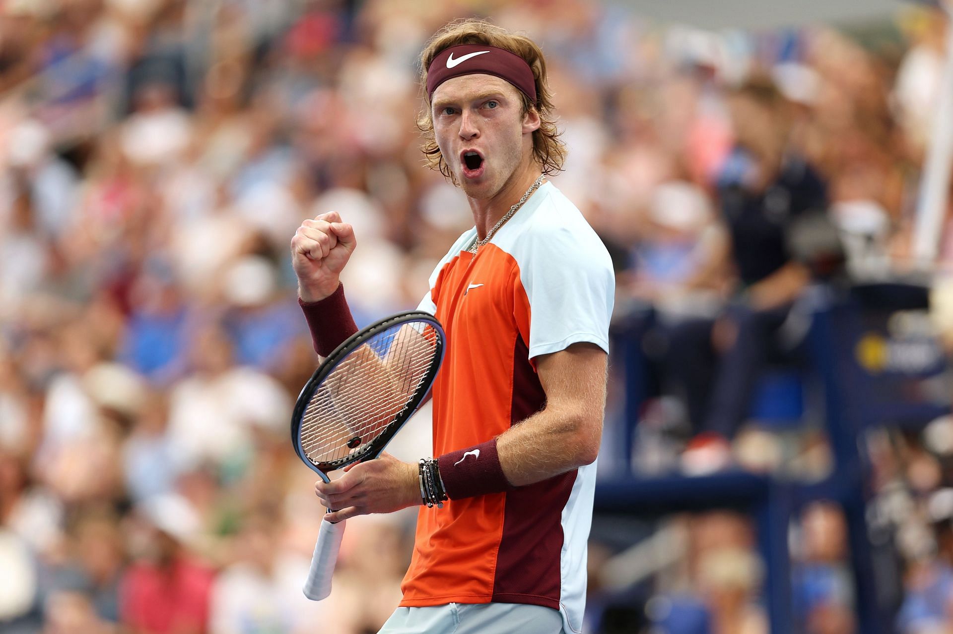 Rublev in action at the US Open