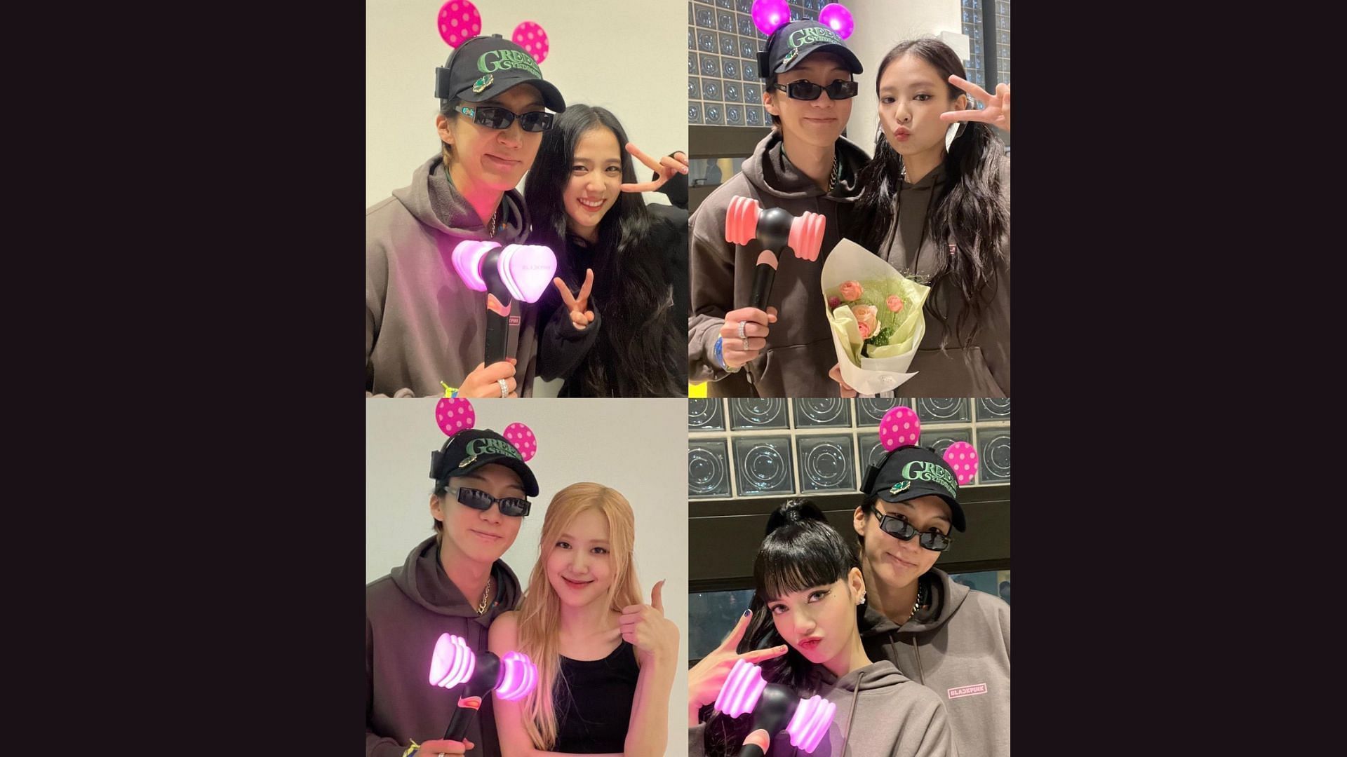WINNER member Seunghoon clicked a picture with all four members of BLACKPINK at their concert (Images via Instagram/maetamong)