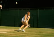 Chris Evert in action at the 1974 Wimbledon Championships.