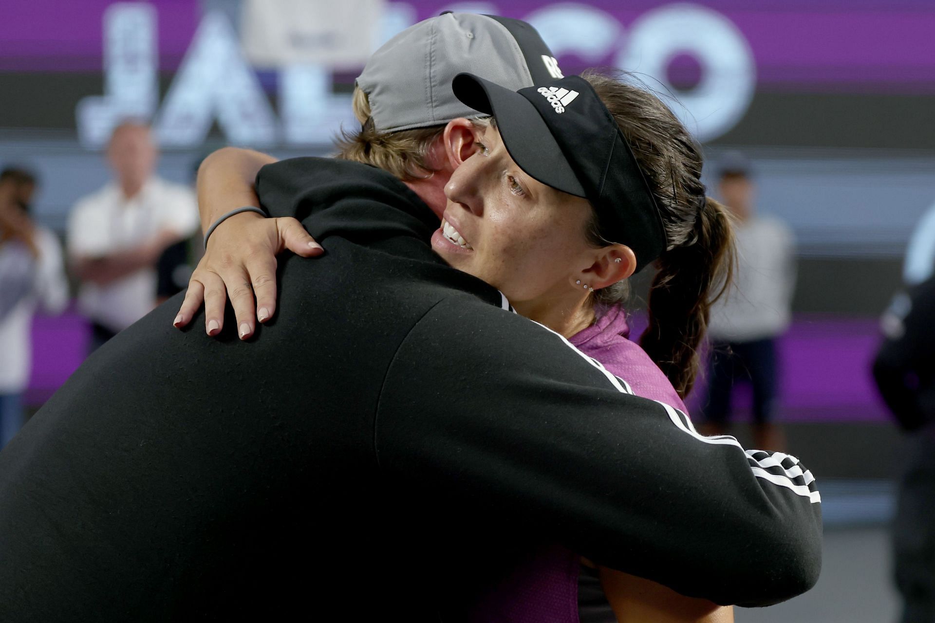Jessica Pegula with David Witt after winning the Guadalajara Open.