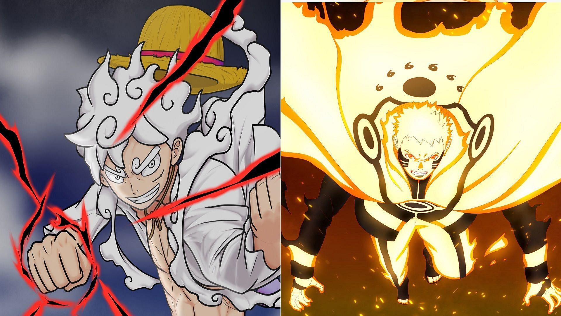 Luffy would need help from other One Piece characters to fight Naruto Uzumaki&#039;s immense offensive power (Image via Eiichiro Oda/Shueisha, One Piece and Masashi Kishimoto/Shueisha, Naruto)
