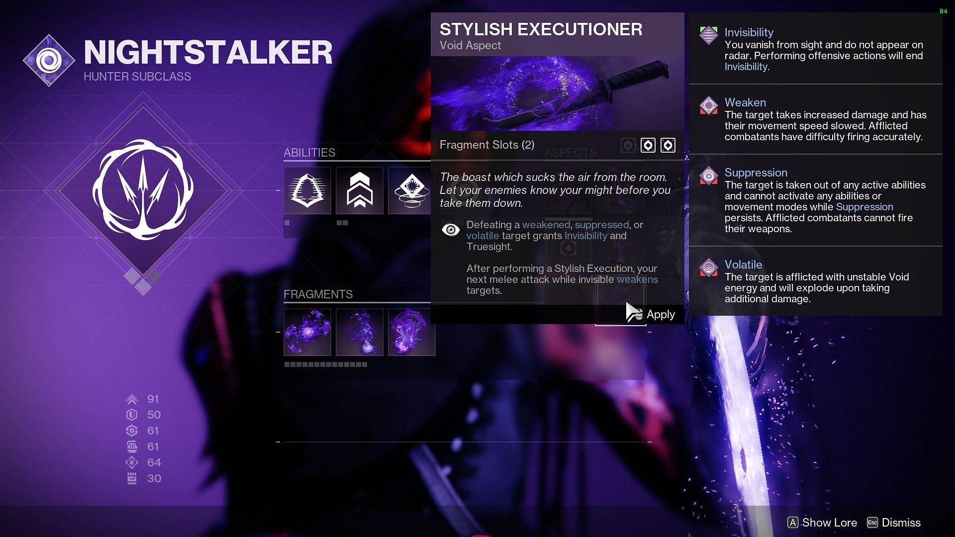 Shadowshot subclass Stylish Execution Aspect (Image via Destiny 2)