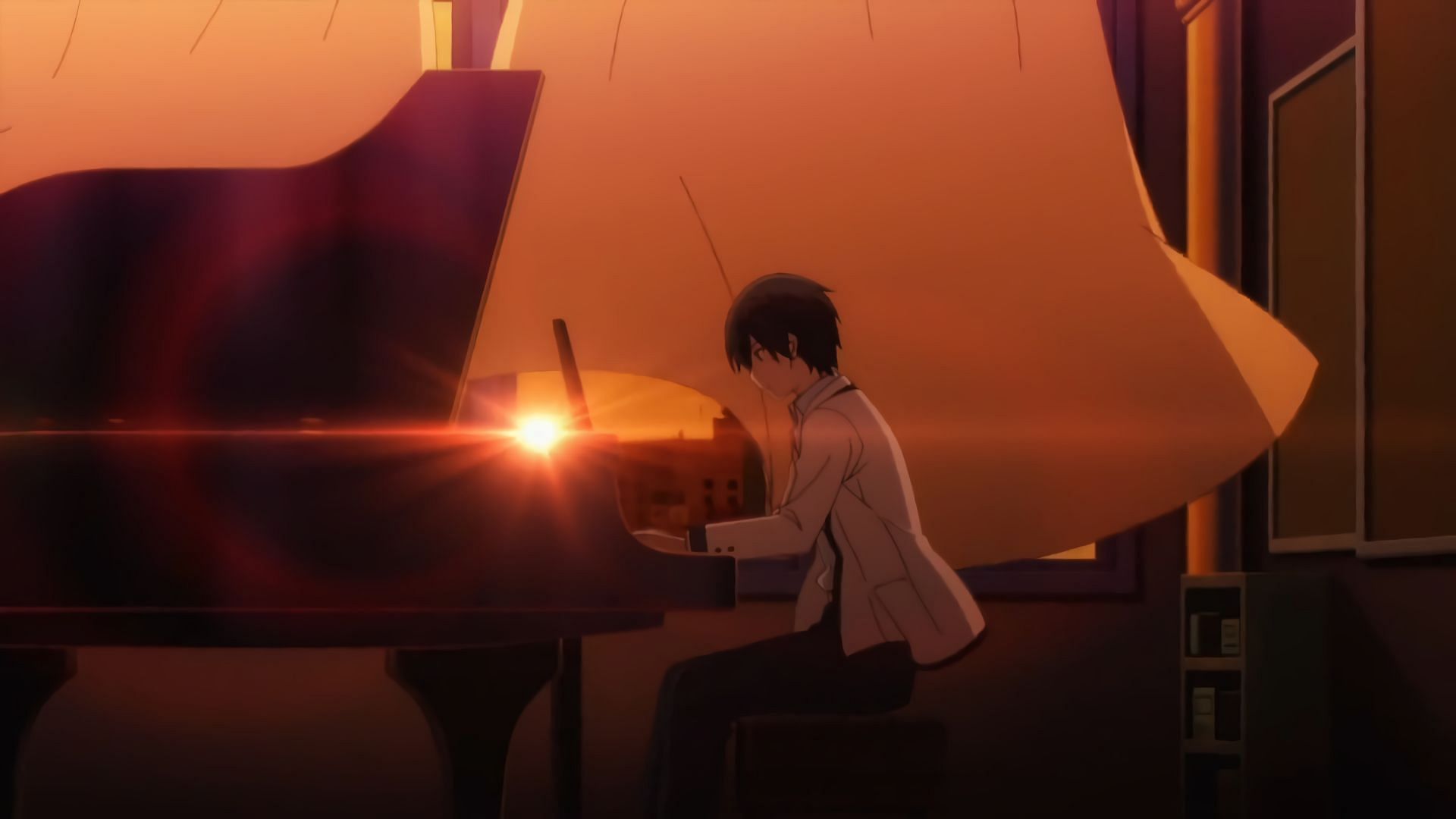 Kageno playing the piano in The Eminence in Shadow episode 1 (Image via Studio Nexus)
