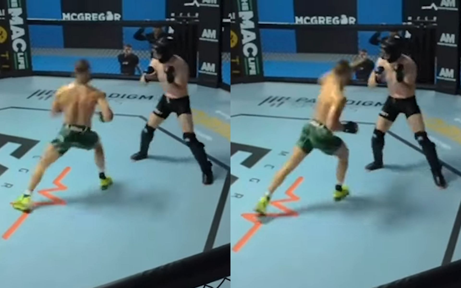 Conor McGregor dropping a sparring partner with a left hand [Images courtesy: @themaclife on YouTube]