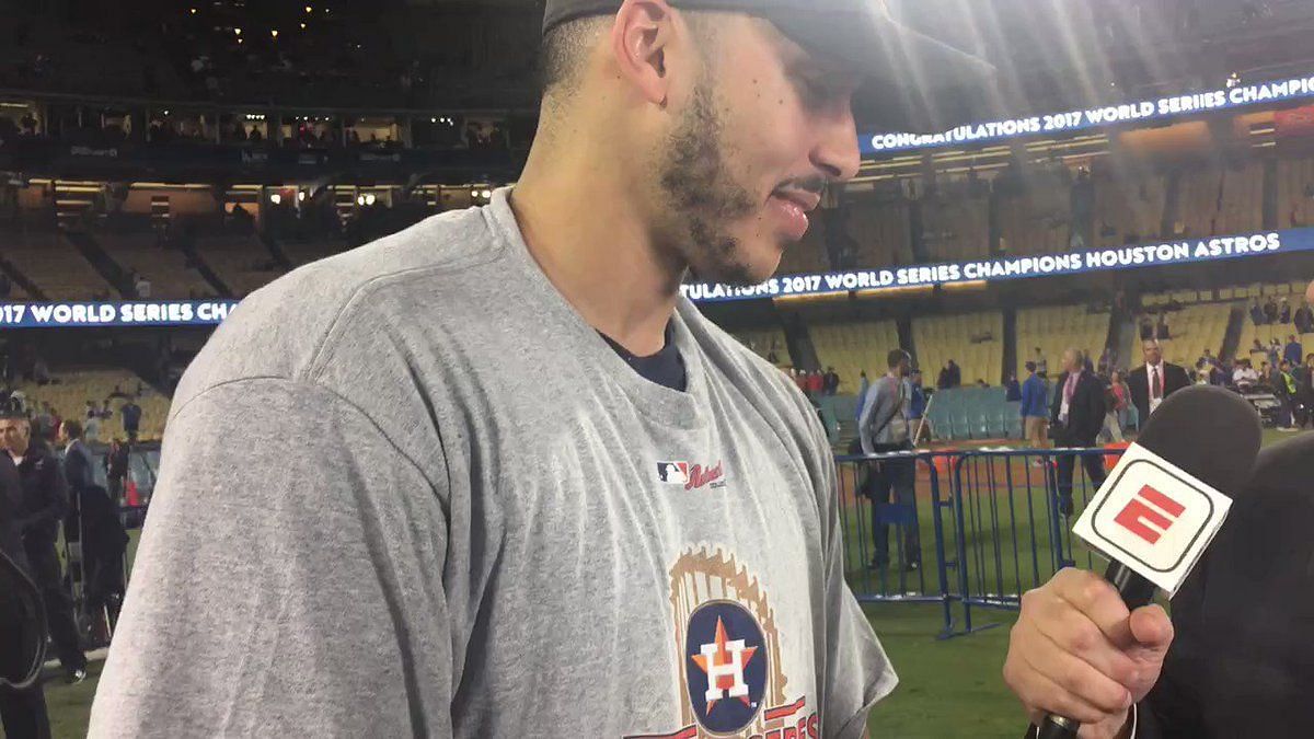 Astros' Carlos Correa proposes to girlfriend at Dodger Stadium moments  after World Series win - ABC News