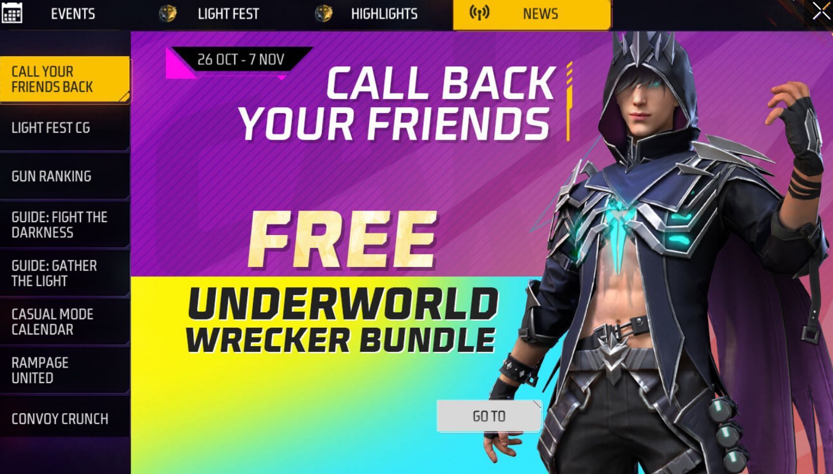 How to call back a friend and get rewards (Image via Garena)