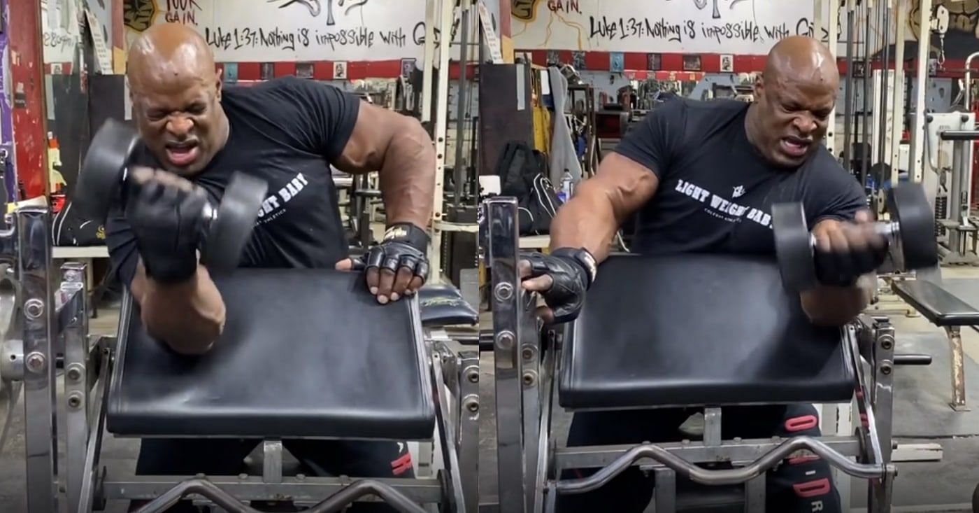 Ronnie Coleman working out his arms (Image via Fitness Volt)