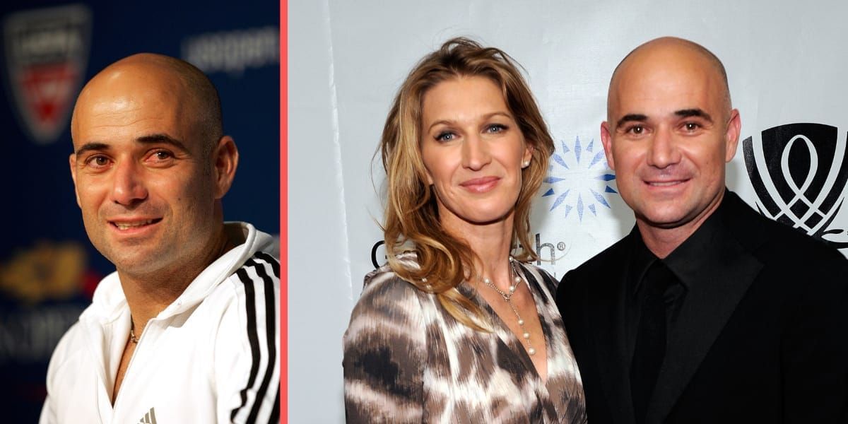 Andre Agassi reacts to his wife Steffi Graf being the cover star of the