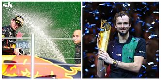 "Gonna need some tips from Max Verstappen" - Daniil Medvedev and Denis Shapovalov celebrate their Vienna open final with a Champagne shower