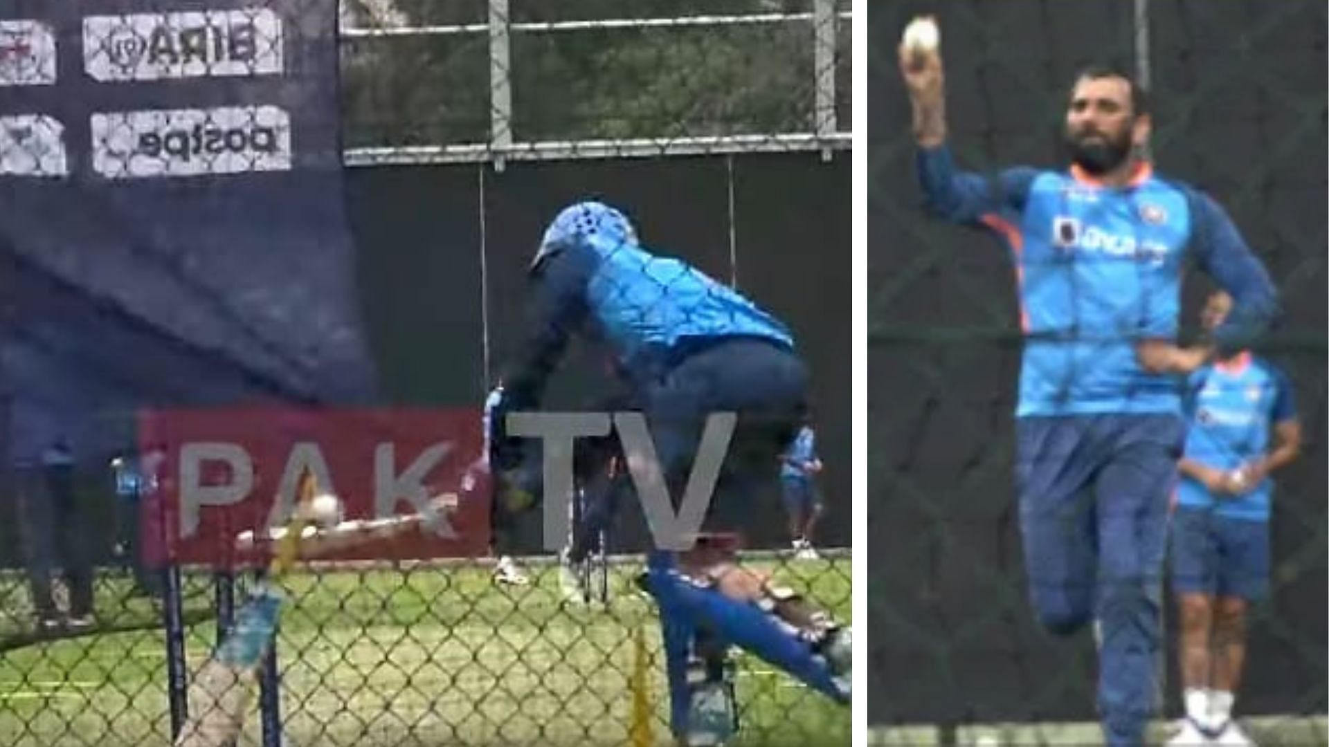Mohammed Shami caused problems to Dinesh Karthik in the nets. (P.C.:Pak Tv)