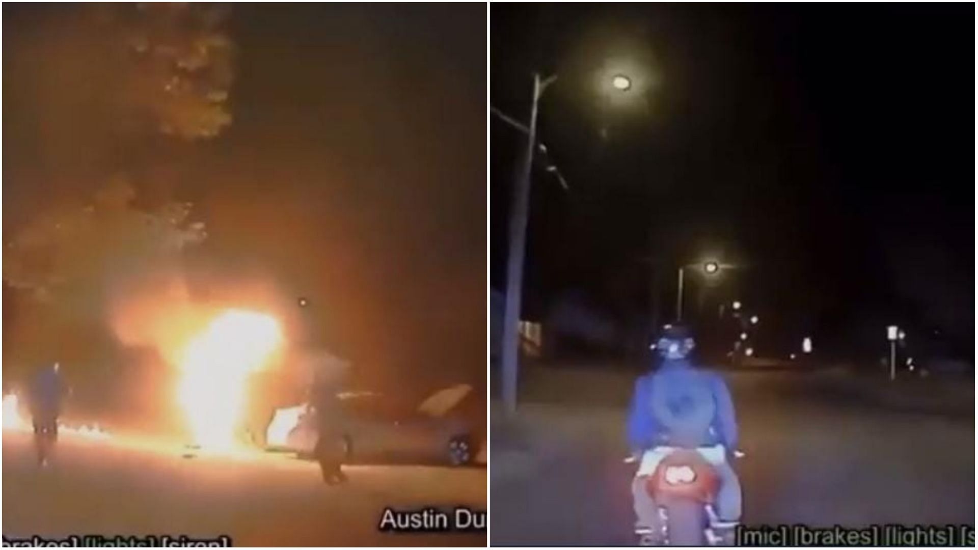 Arkansas man in hospital after catching fire in the middle of a police chase (Screen shots from a police dash cam footage)