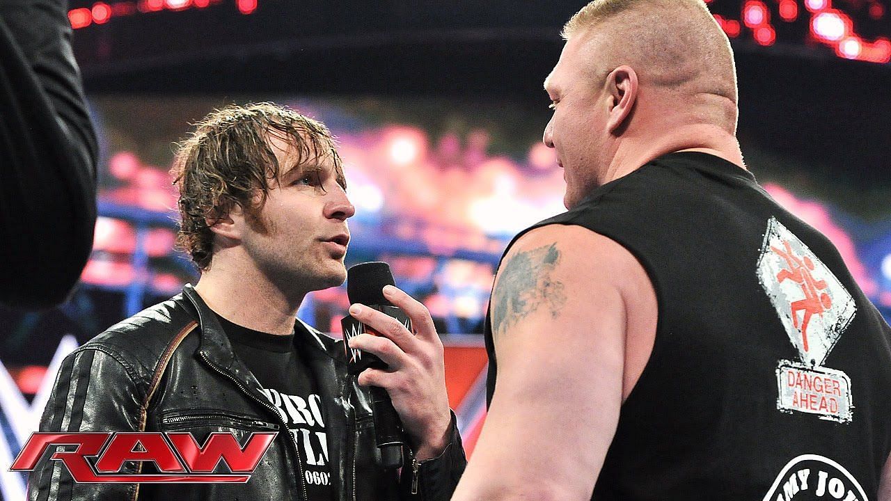 Dean Ambrose face-to-face with Brock Lesnar