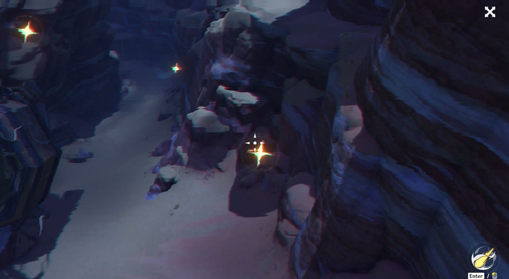 Use the beam cannon to destroy the rock and uncover a hidden route (Image via HoYoverse)