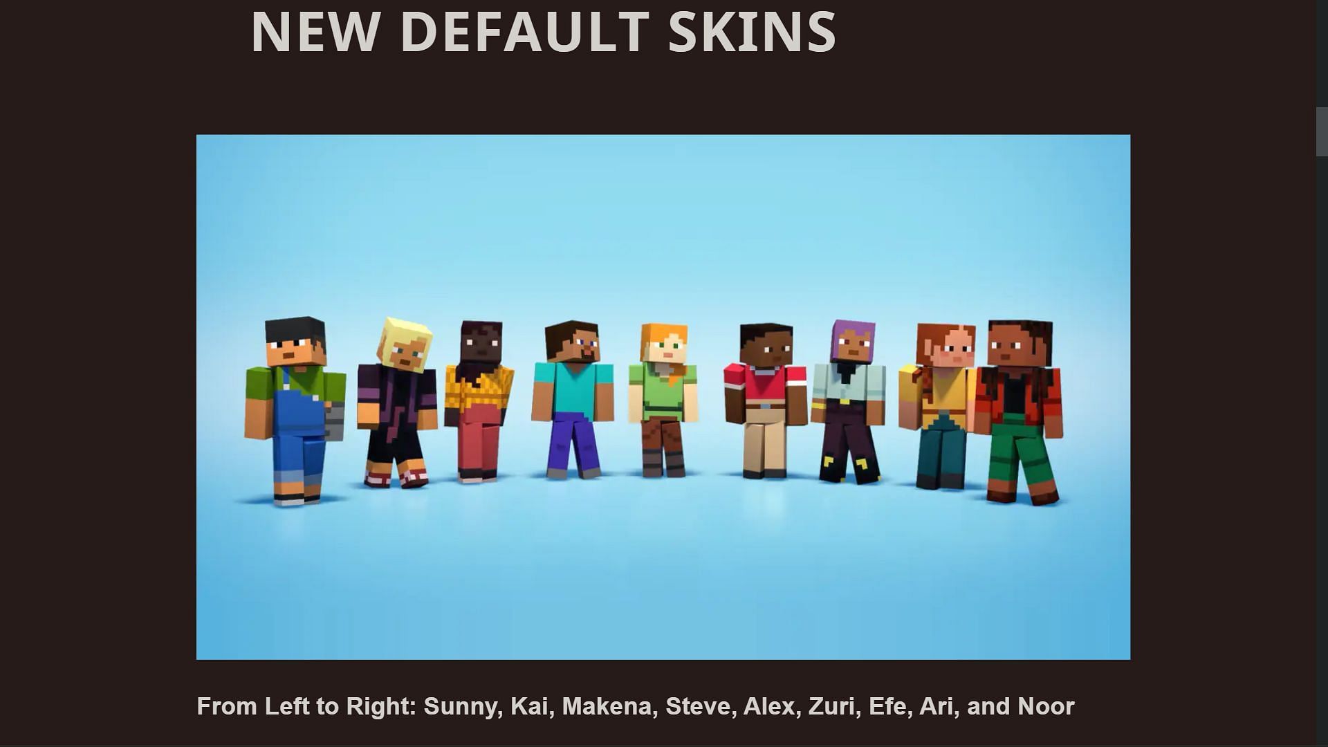 These new default skins for Minecraft 1.20 update will also have special names, just like Steve and Alex (Image via Sportskeeda)