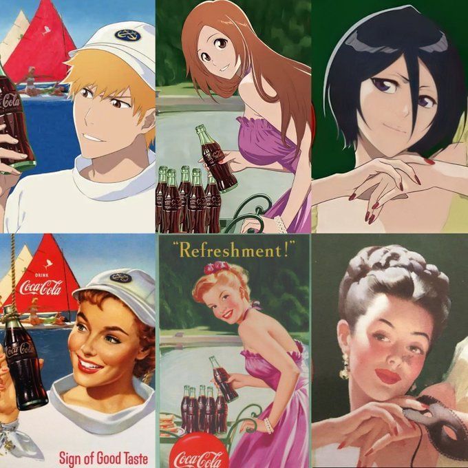 Rukia and Orihime steal hearts in Bleach's CocaCola commercial
