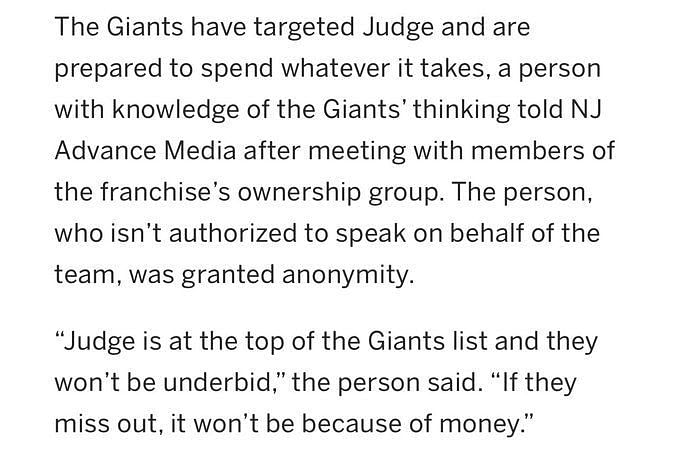 MLB insider: Aaron Judge is at the top of the Giants list and they won't  be underbid