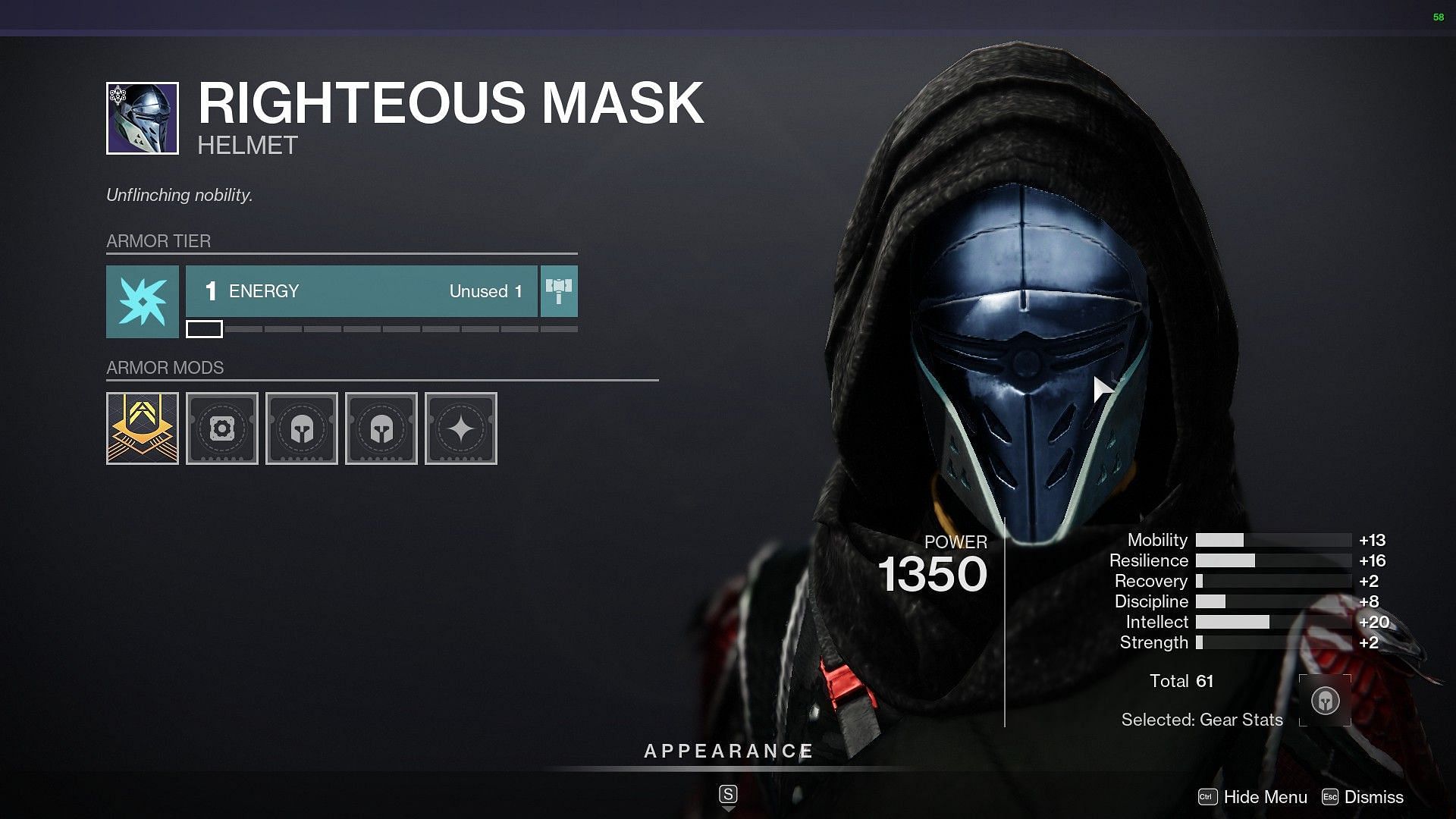 Hunter mask this week at Xur (Image via Destiny 2)