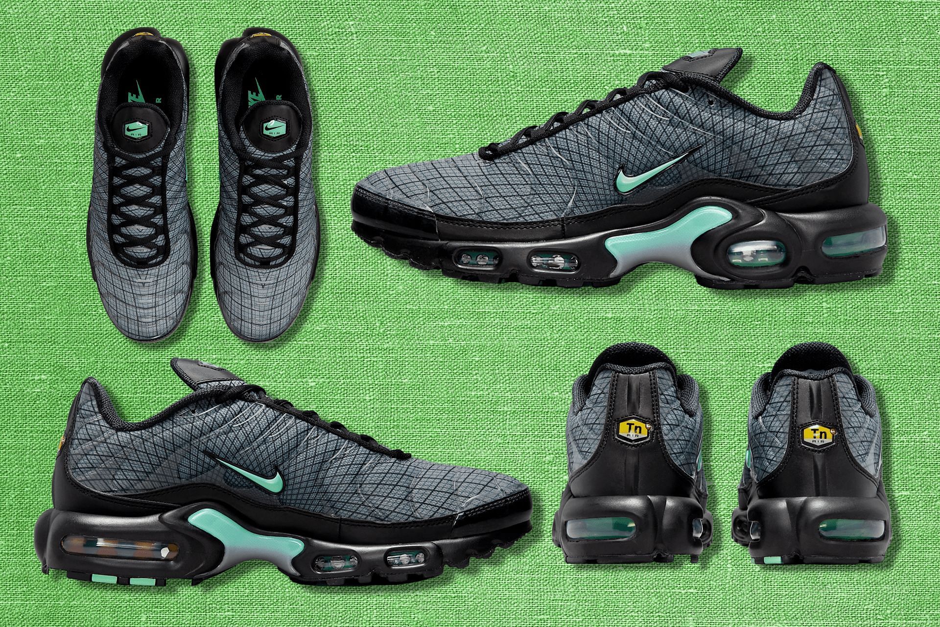 Upcoming Nike Air Max Plus Black Turquoise sneakers reminiscent of the Tiffany blue hues (Image via Sportskeeda)