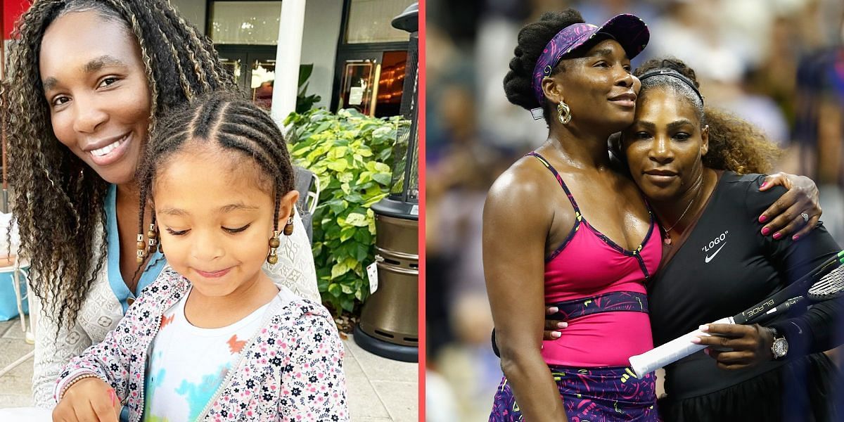 Venus Williams with Olympia (L) and Serena Williams (R).