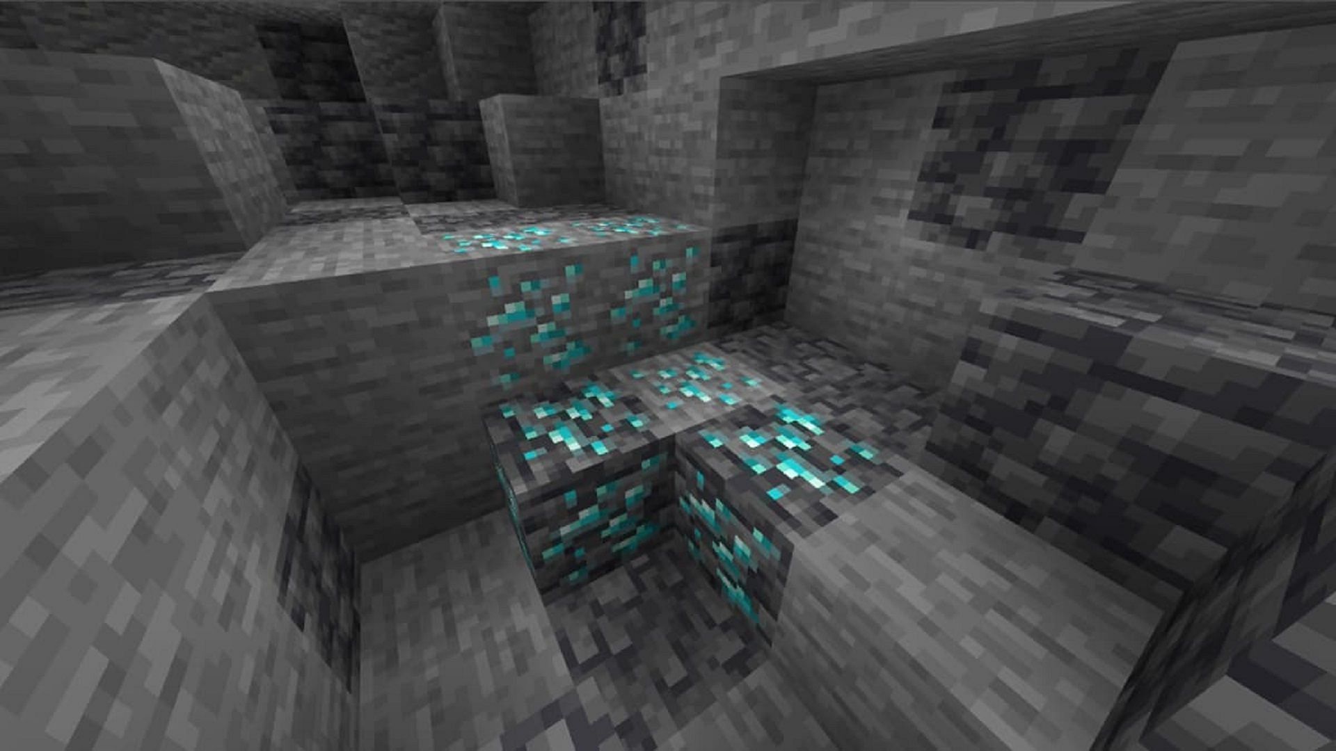 A small cluster of diamond ore in Minecraft (Image via Mojang)