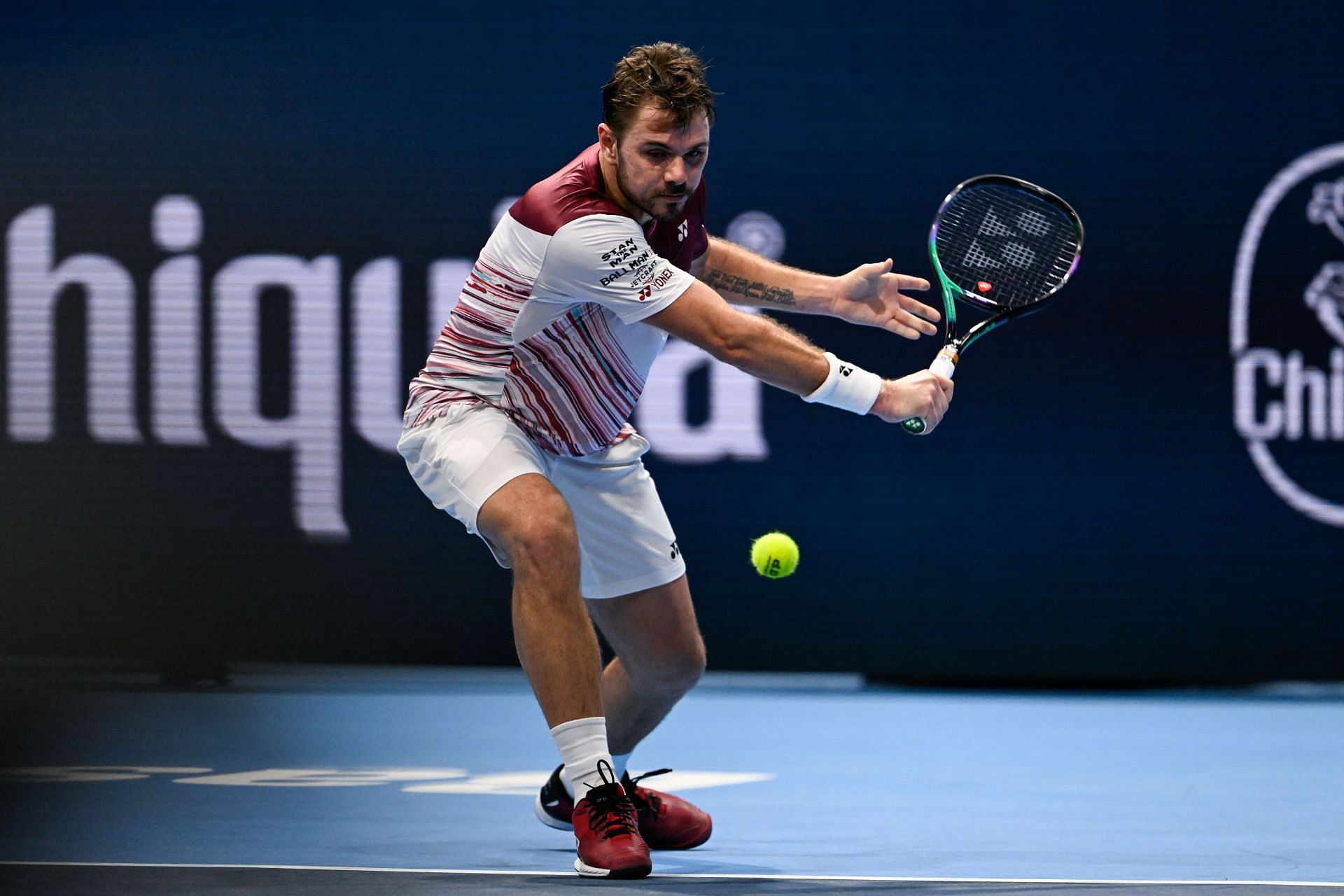 Stan Wawrinka in action at the Swiss Indoors