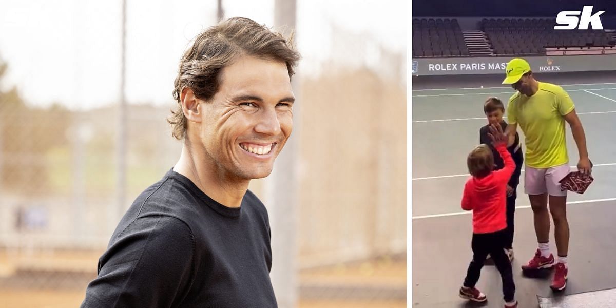 Rafael Nadal receives gift for newborn son from young fans as he begins training for Paris Masters