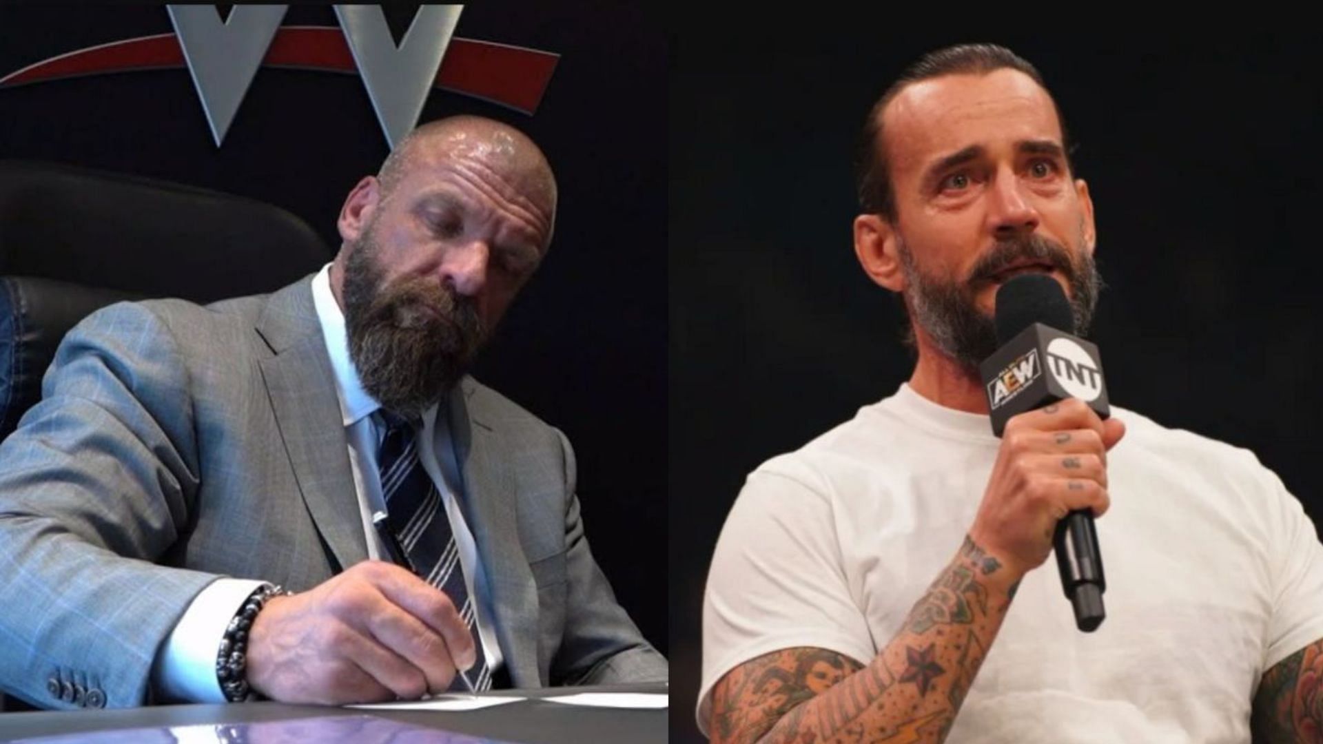 WWE Chief Content Officer Triple H and former AEW Champion CM Punk