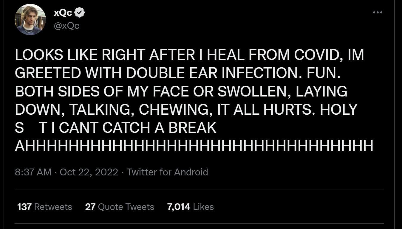 Felix provided the streaming community with a health update on October 22, 2022 (Image via Twitter)