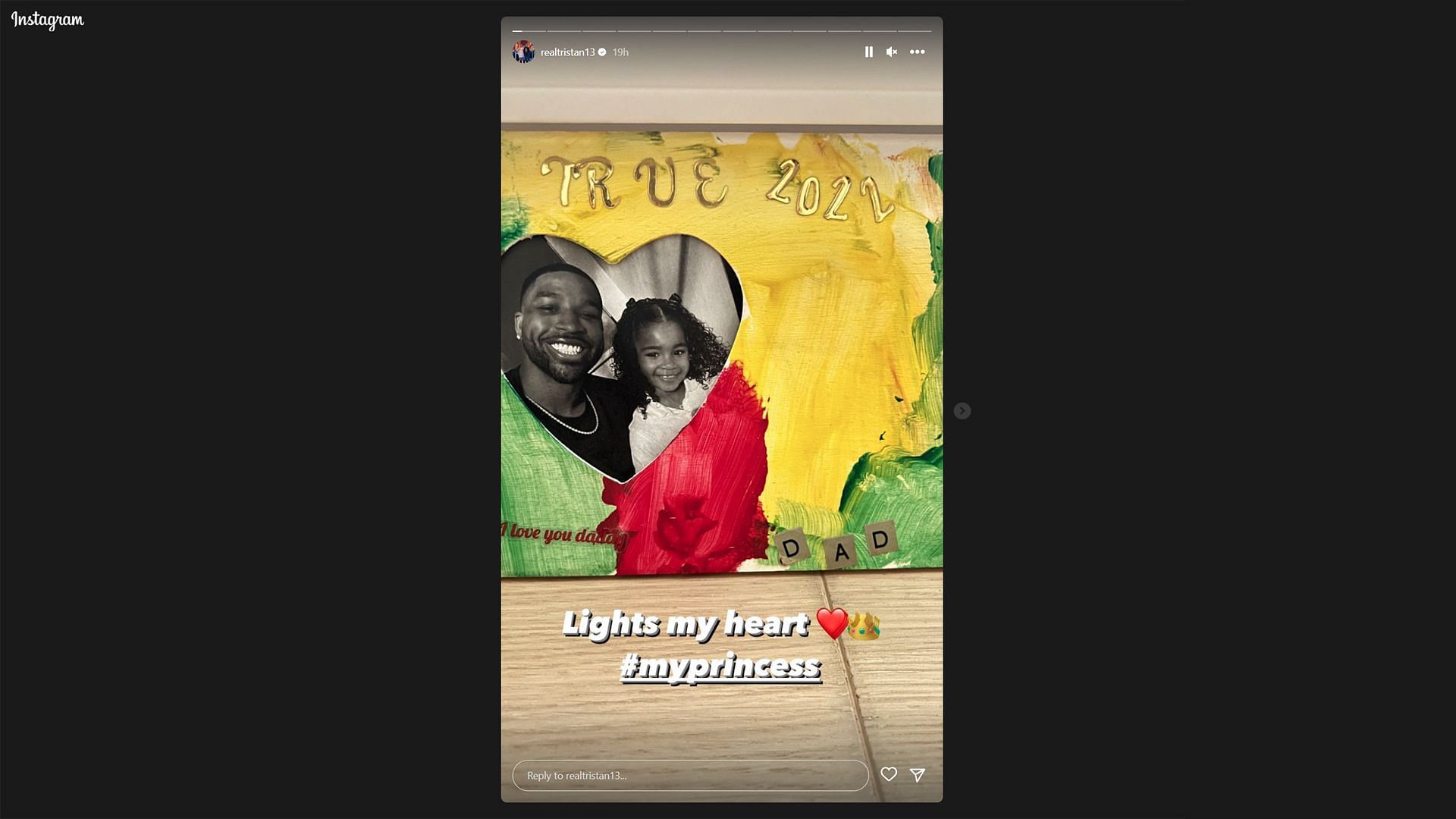 Tristan Thompson&#039;s daughter surprised him with a wonderful gift (Image via realtristan13 / Instagram)