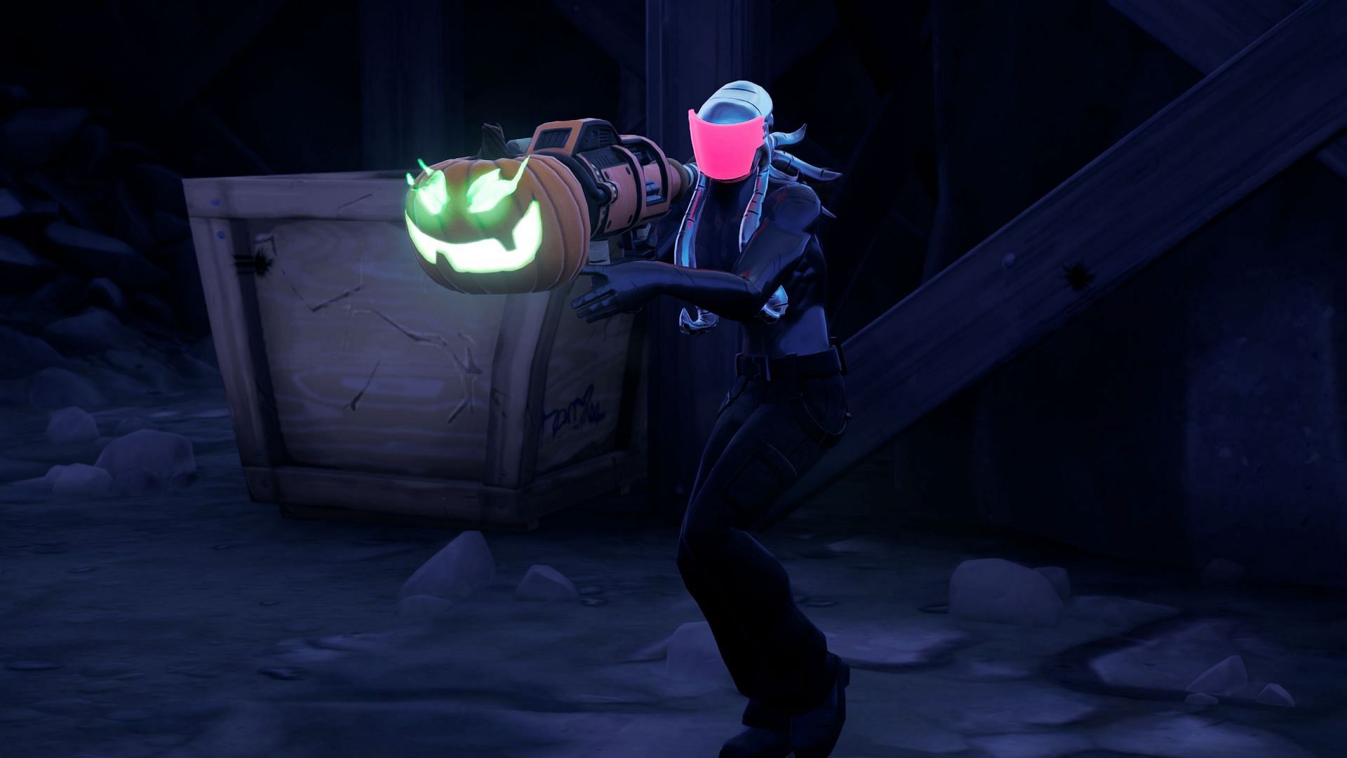 The new Fortnite boss uses the Pumpkin Launcher during the fight (Image via Epic Games)